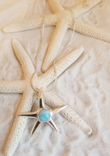 LARIMAR & Sterling Silver Med. STARFISH with ITALIAN Sterling Silver CHAIN - LarimarOcean