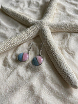 Larimar & Conch round Sterling Silver Earrings - LarimarOcean