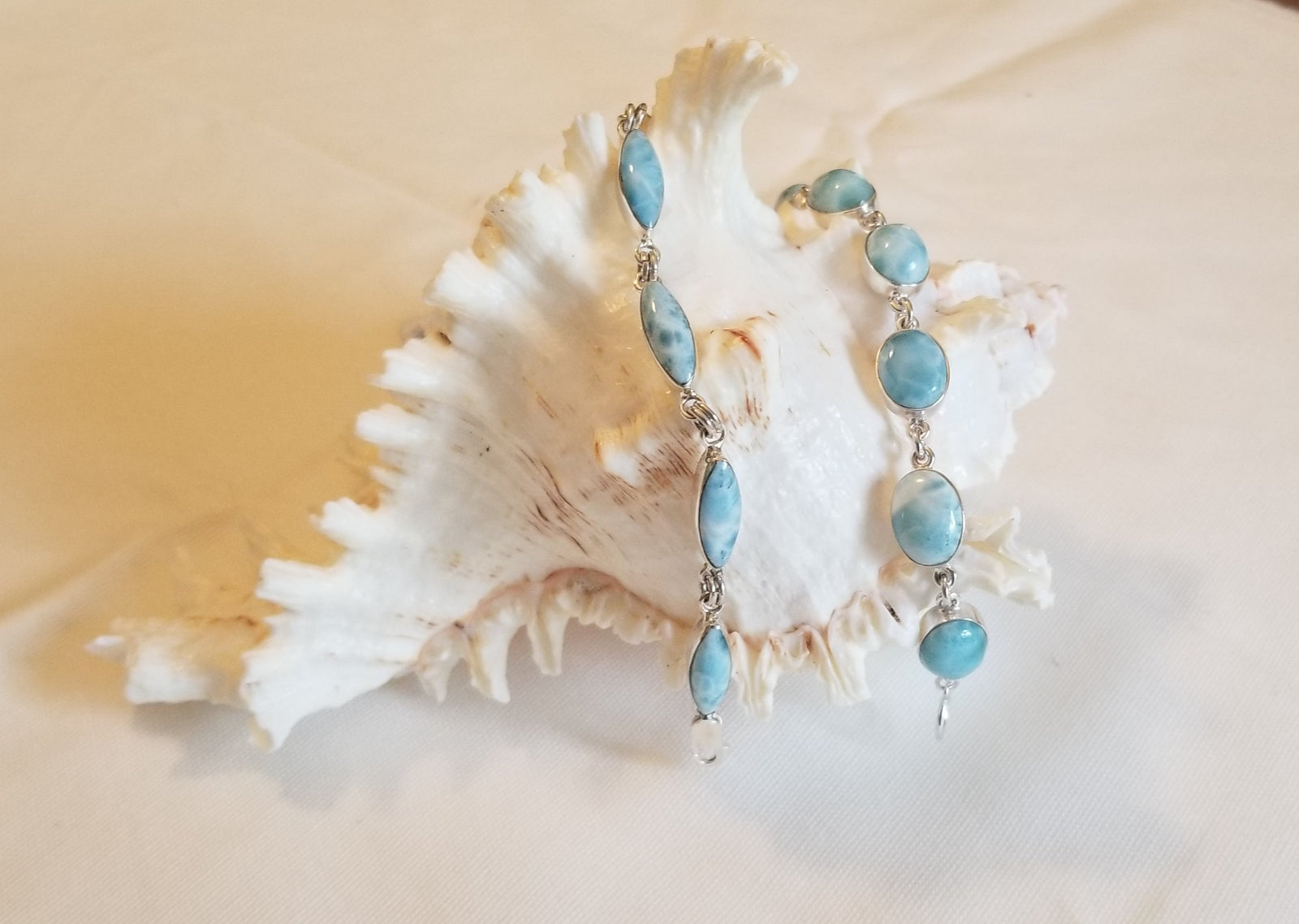 Larimar and Sterling Silver Big Oval 6-stone Bracelet – LarimarOcean