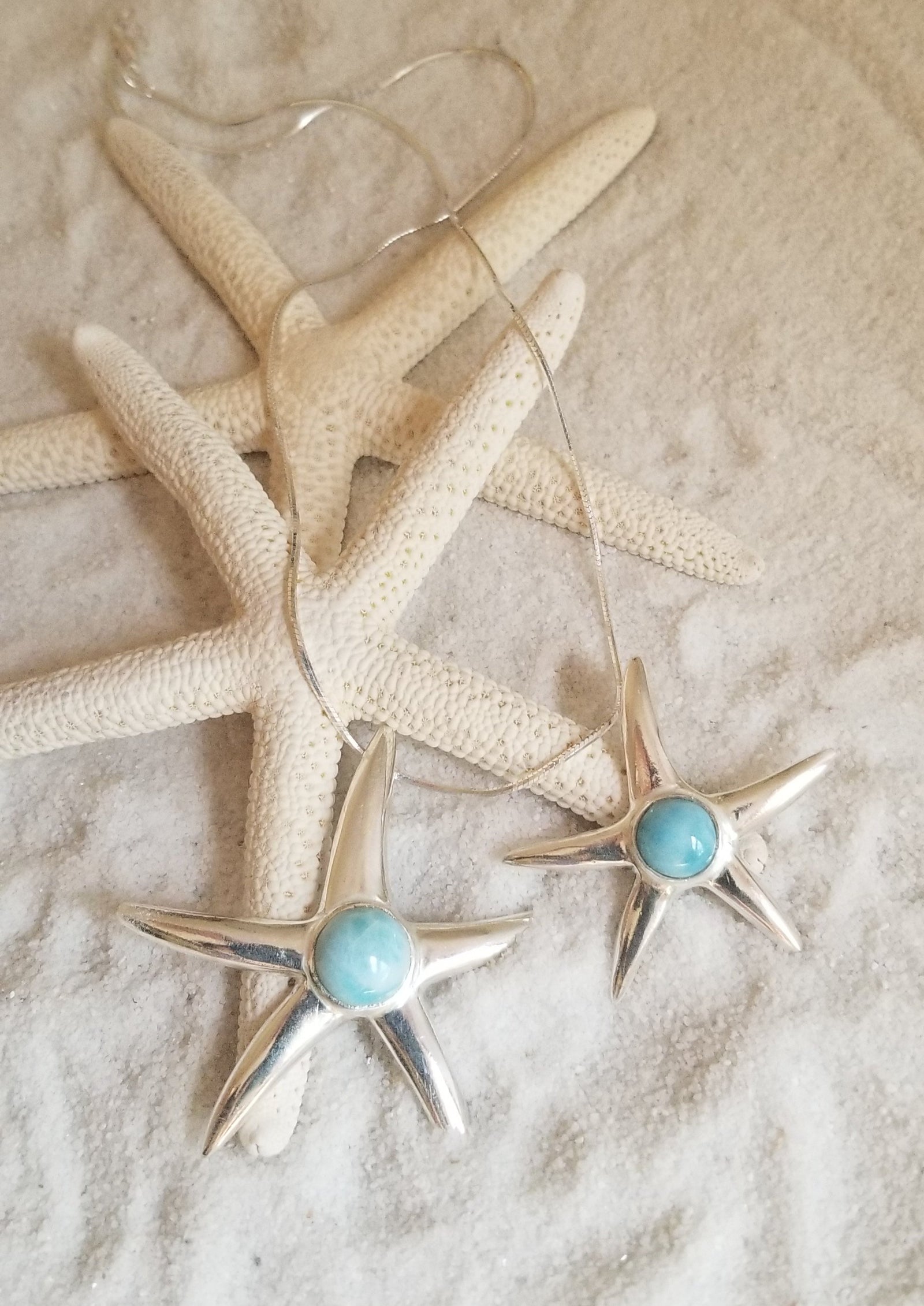 LARIMAR & Sterling Silver Med. STARFISH with ITALIAN Sterling 
