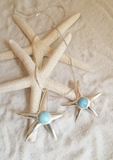 LARIMAR & Sterling Silver Med. STARFISH with ITALIAN Sterling Silver CHAIN - LarimarOcean  