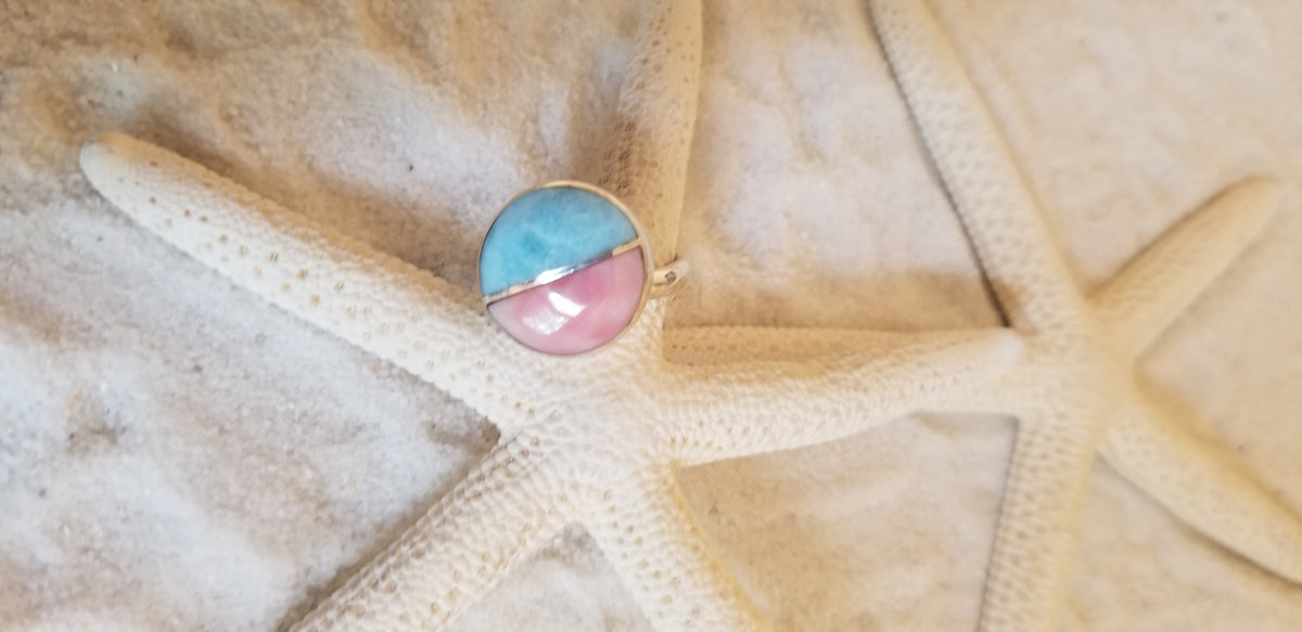 Larimar Stone Ring | Sterling Silver Wrap Around Rings