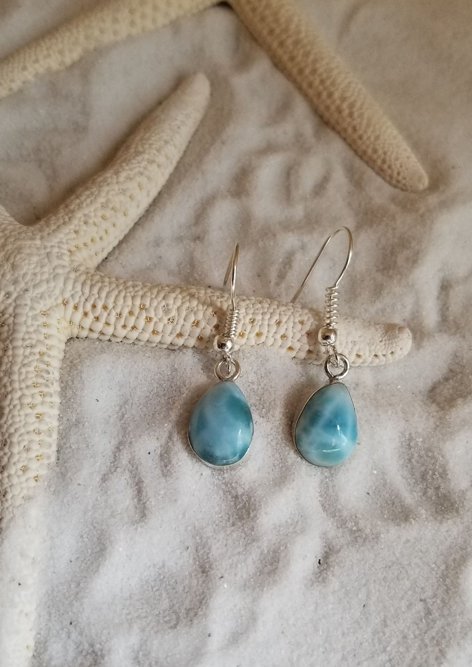 Popular Sterling Silver Larimar Teardrop Earrings, Blue Larimar Earrings, Bridal Earrings Drop, Bridal Earrings Vintage, Earrings for Bridal Shower