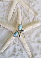 LARIMAR and Sterling Silver small Dragonfly with Italian Sterling Silver Chain - LarimarOcean  