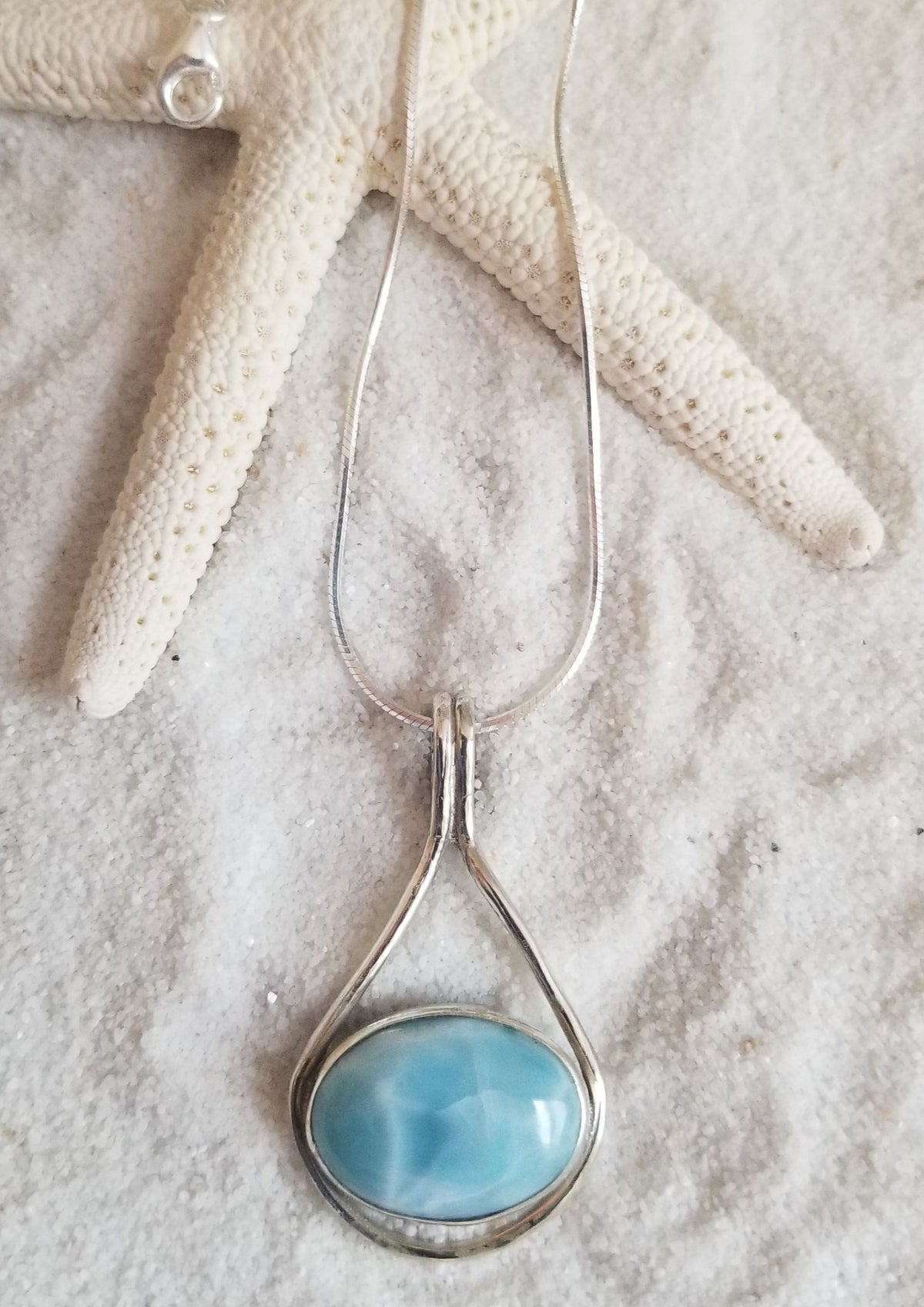 Bracciale in Larimar naturale: pietra preziosa ovale, argento sterling 925 - Italia Bracciale in Larimar naturale: pietra preziosa ovale, argento sterling 925 - Italia